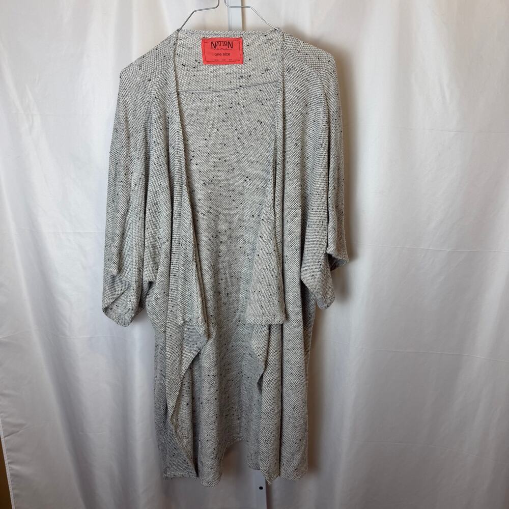 Nation LTD Oversized Open Front Cardigan OS (M-XL) Gray Speckled Knit Draped